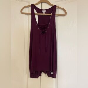 VS Pink burgundy criss cross lace up front flowy tank top​​​​​​​​​
